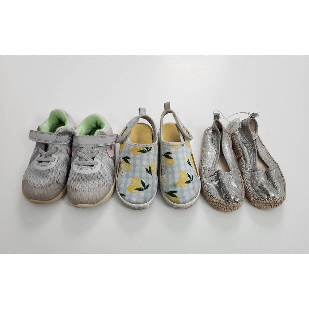 Kids Shoes Bundle Nike Carter's Old Navy Gray Lemon Silver Size 8 Toddler